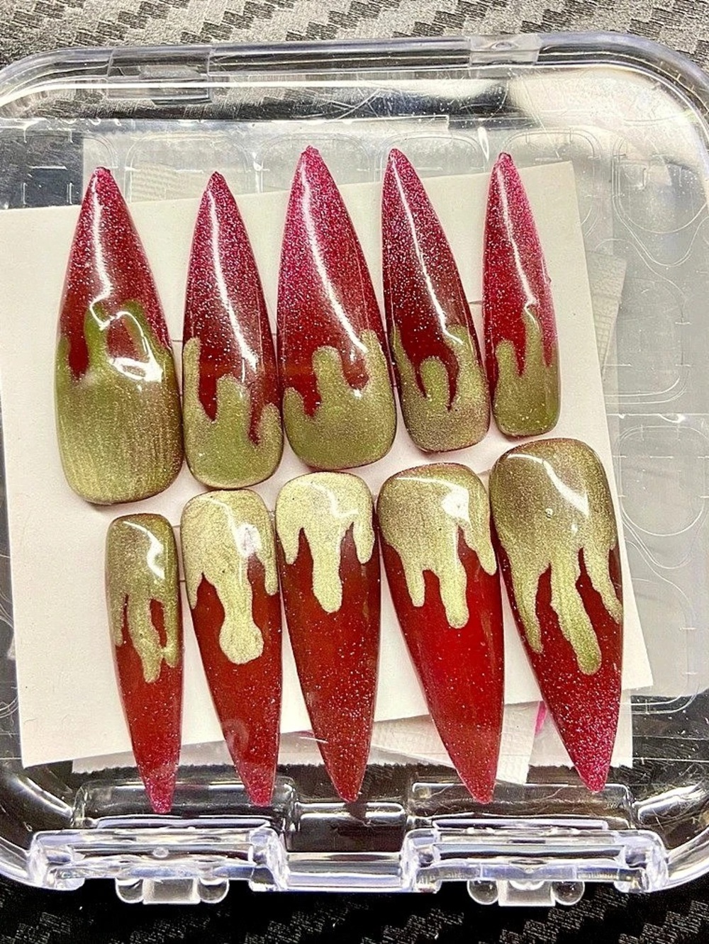 Red & Green Poison Drip Press-On Nails